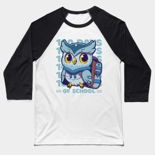 100 days of school typography featuring a Cute owl with a bagpack #3 Baseball T-Shirt